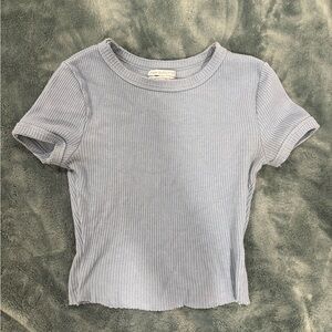 Urban Outfitters Women's Baby Blue Ribbed Tee